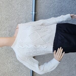 Alya Over Sized Cable Knit Sweater - Cream